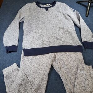 LL Bean Sweater Fleece Lounge Set Gray Marl Sweatshirt Med Joggers Small Sweats